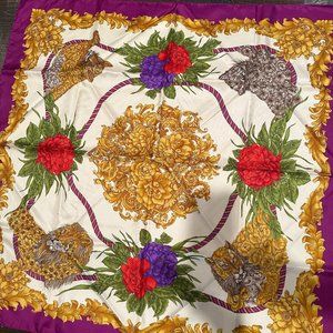 Salvatore Ferragamo Lion Lioness Vintage Scarf